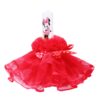 Set complet pentru botez de fetite, rosu, lumanare cu Minnie mouse, trusou imprimat cu Minnie, rochita si pantofiori, REC1984