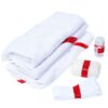 Set complet pentru botez de fetite, rosu, lumanare cu Minnie mouse, trusou imprimat cu Minnie, rochita si pantofiori, REC1984