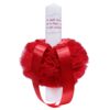 Set complet pentru botez de fetite, rosu, lumanare, trusou brodat, rochita si pantofiori, 11 piese, REC1985