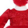 Set complet pentru botez de fetite, rosu, lumanare, trusou brodat, rochita si pantofiori, 11 piese, REC1985