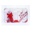 Set complet pentru botez de fetite, rosu, lumanare, trusou brodat, rochita si pantofiori, 11 piese, REC1985