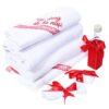 Set complet pentru botez de fetite, rosu, lumanare, trusou brodat, rochita si pantofiori, 11 piese, REC1985