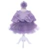 Set complet pentru botez de fetite, LIla, lumana, trusou, rochita si pantofiori, 11 piese, REC1986