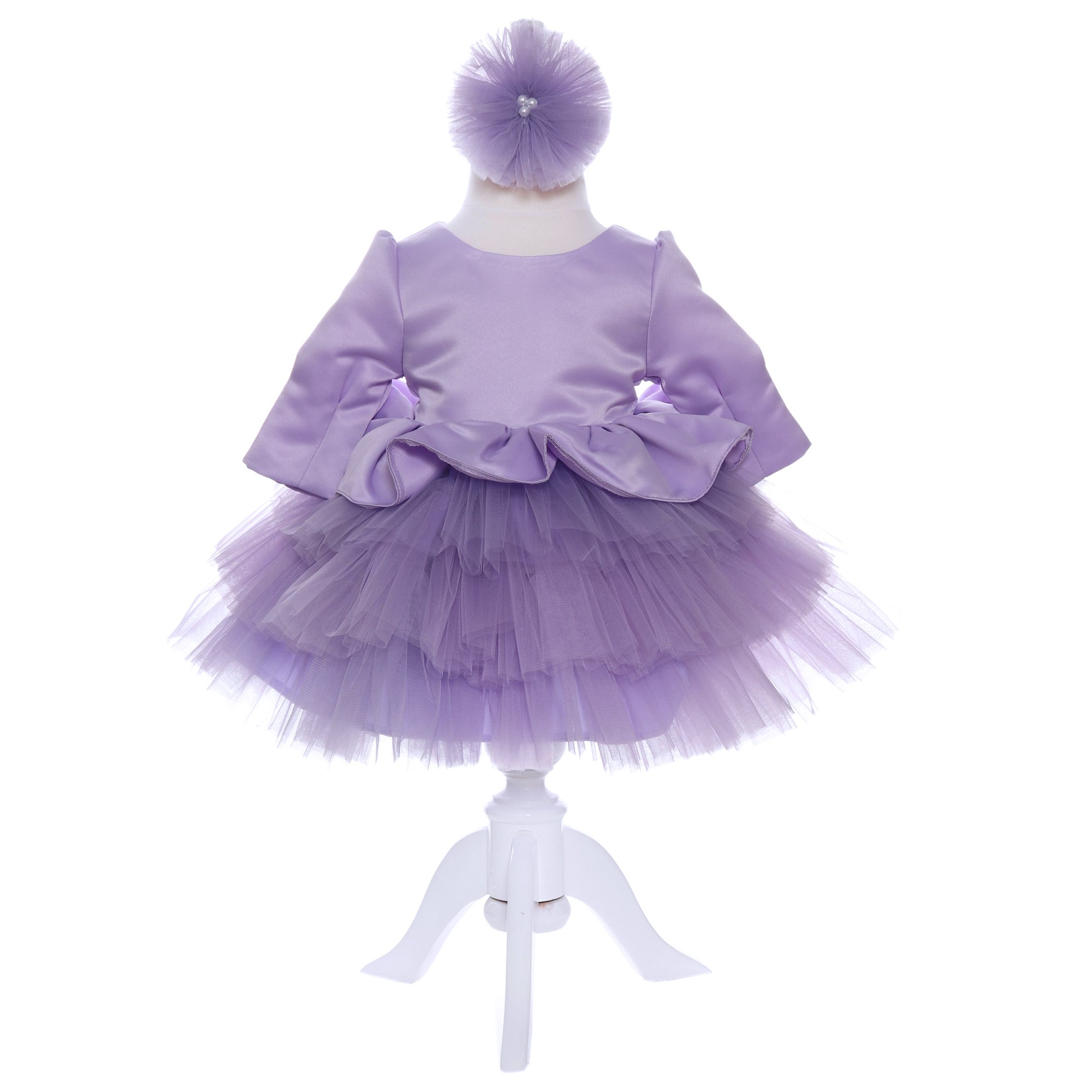 Set complet pentru botez de fetite, LIla, lumana, trusou, rochita si pantofiori, 11 piese, REC1986