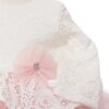 Rochie roz alb din dantela pentru botez de fete, 2 piese, rochie, bentita, Recostore, REC2023