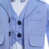 Costum bleu elegant pentru bebelusi, sacou din bumbac, 5 piese, Recostore®, REC2104