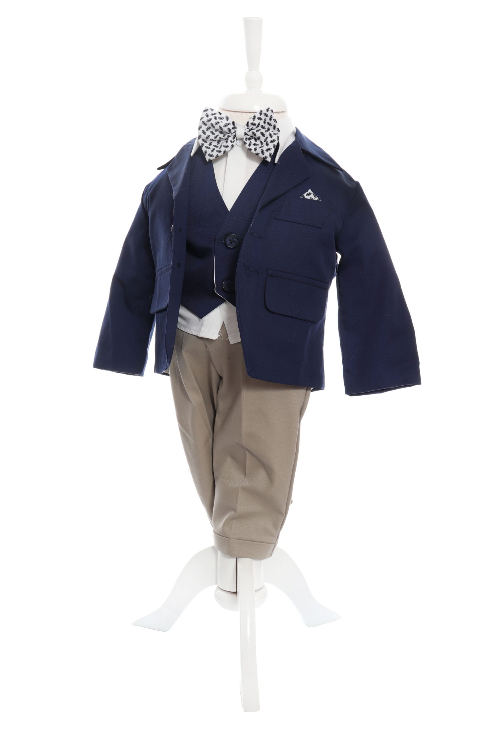 Costum bleumarin elegant pentru bebelusi, sacou din bumbac, 5 piese, Recostore®, REC2106