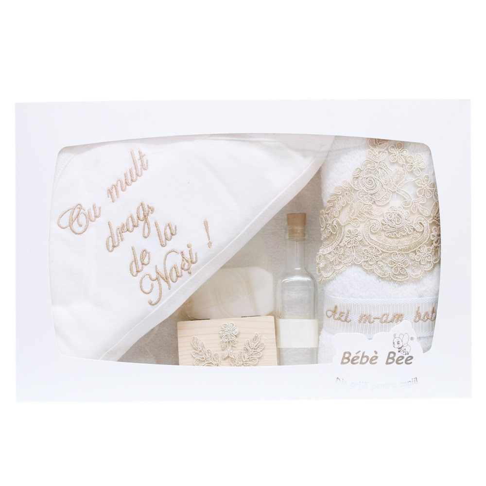 Trusou complet pentru botez premium, lumanare premium, Cu drag de la nasi, Recostore®, REC2118
