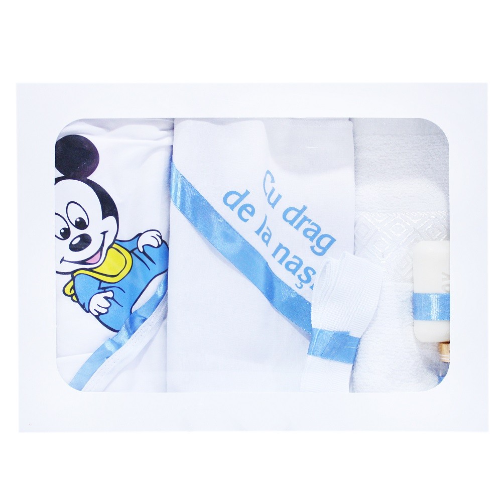 Set complet pentru botez, Mickey Mouse, 13 piese, Recostore®, REC2121