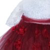 Rochie alb-visiniu cu aplicatii florale decorative pentru botez, 2 piese, rochie, bentita, REC836