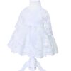 Rochie alba cu broderie ivoire pentru botez, 2 piese, rochie, bentita, REC834