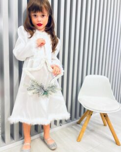Rochie alba Fulg de Nea pentru fetite, Recostore®, REC2151