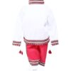 Costum popular alb-rosu, 2 piese, bluza, pantaloni, pentru baieti, REC18 - imagine 3