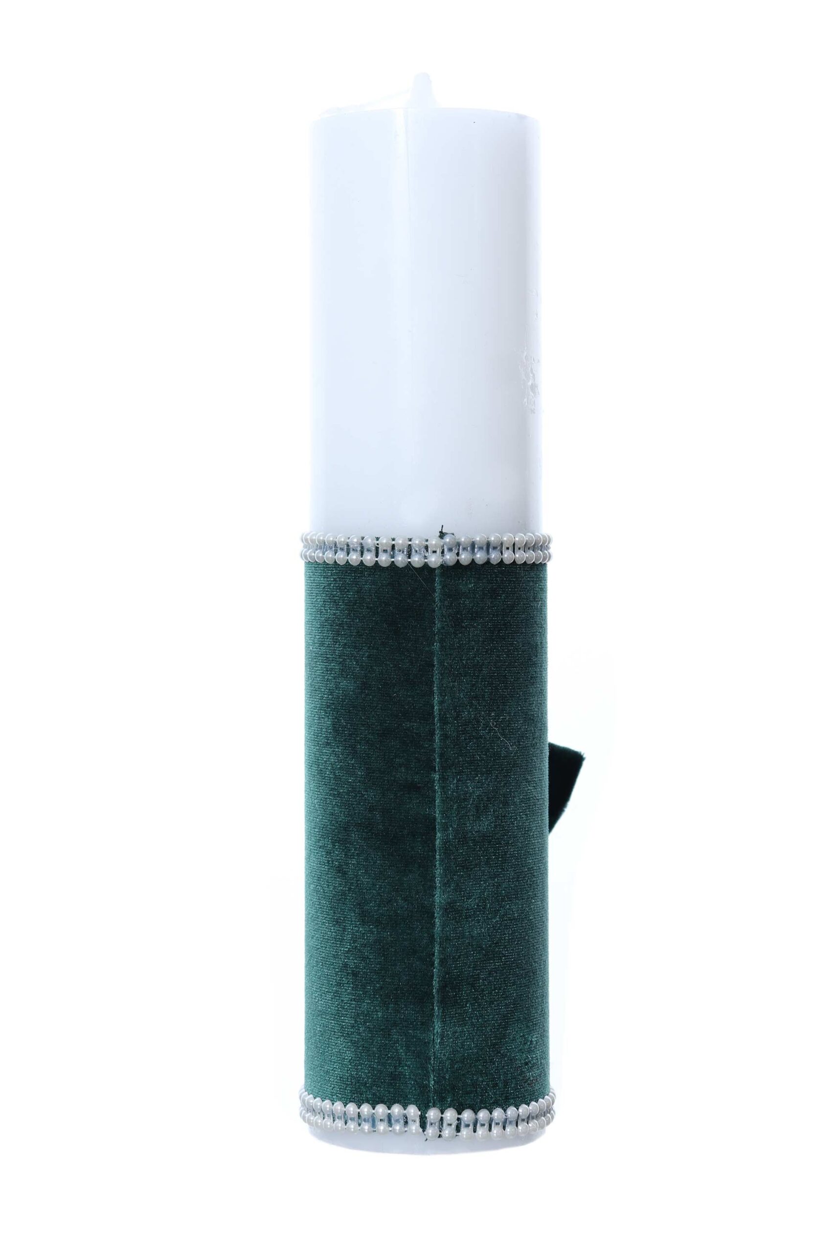 Lumanare botez accesorizata cu catifea verde, 28 cm, Recostore®, REC2157