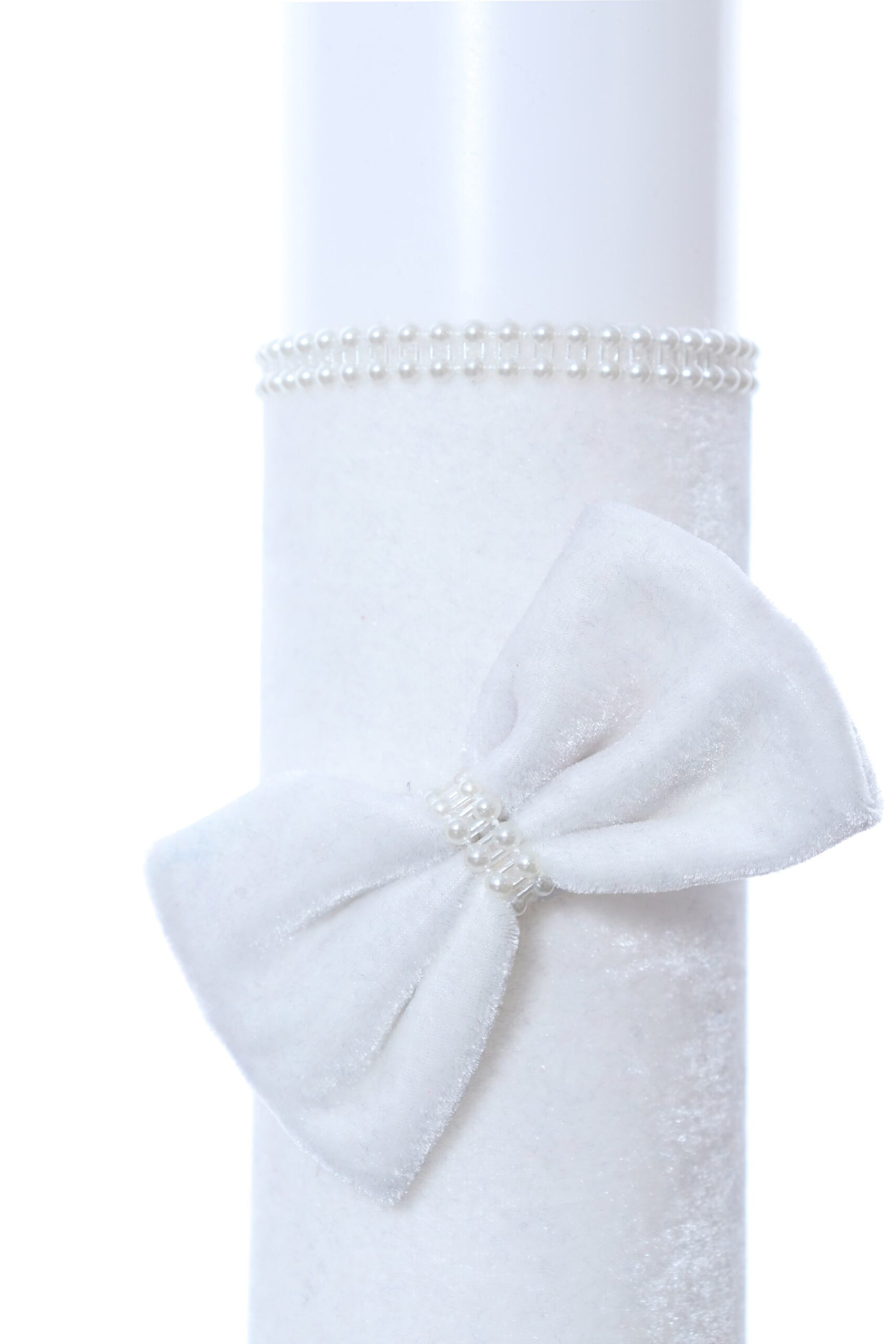 Lumanare botez accesorizata cu catifea alba, 28 cm, Recostore®, REC2161