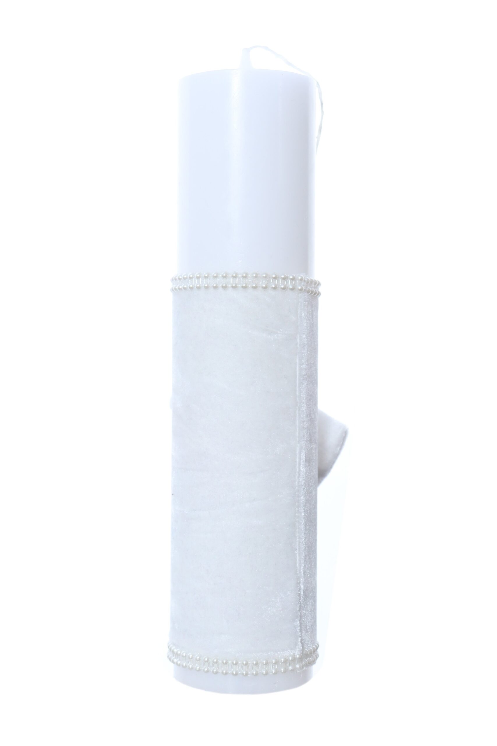Lumanare botez accesorizata cu catifea alba, 28 cm, Recostore®, REC2161