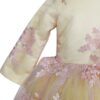 Rochie galbena cu broderie roz si funda pentru botez, 2 piese, rochie, bentita, REC830