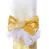Lumanare botez accesorizata cu catifea galbena si papion tip fundita, 35 cm, Recostore®, REC2180