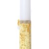 Lumanare botez accesorizata cu catifea galbena si papion tip fundita, 35 cm, Recostore®, REC2180