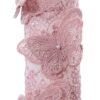 Lumanare botez accesorizata cu dantela roz pudrat, 35 cm, Recostore®, REC2182