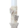 Lumanare botez accesorizata cu dantela crem, 35 cm, Recostore®, REC2183