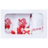 Trusou brodat cu coroana pentru botez de fete, 7 piese, rosu, Recostore®, REC2239