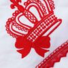 Trusou brodat cu coroana pentru botez de fete, 7 piese, rosu, Recostore®, REC2239