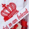 Trusou brodat cu coroana pentru botez de fete, 7 piese, rosu, Recostore®, REC2239