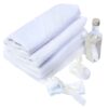 Set complet pentru botez de fete compus din lumanare cu ursulet, trusou rochita ivoire cu volanas REC2248