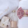 Trusou brodat cu "Azi m-am crestinat" pentru botez de baieti, 7 piese, carouri, Recostore®, REC2293