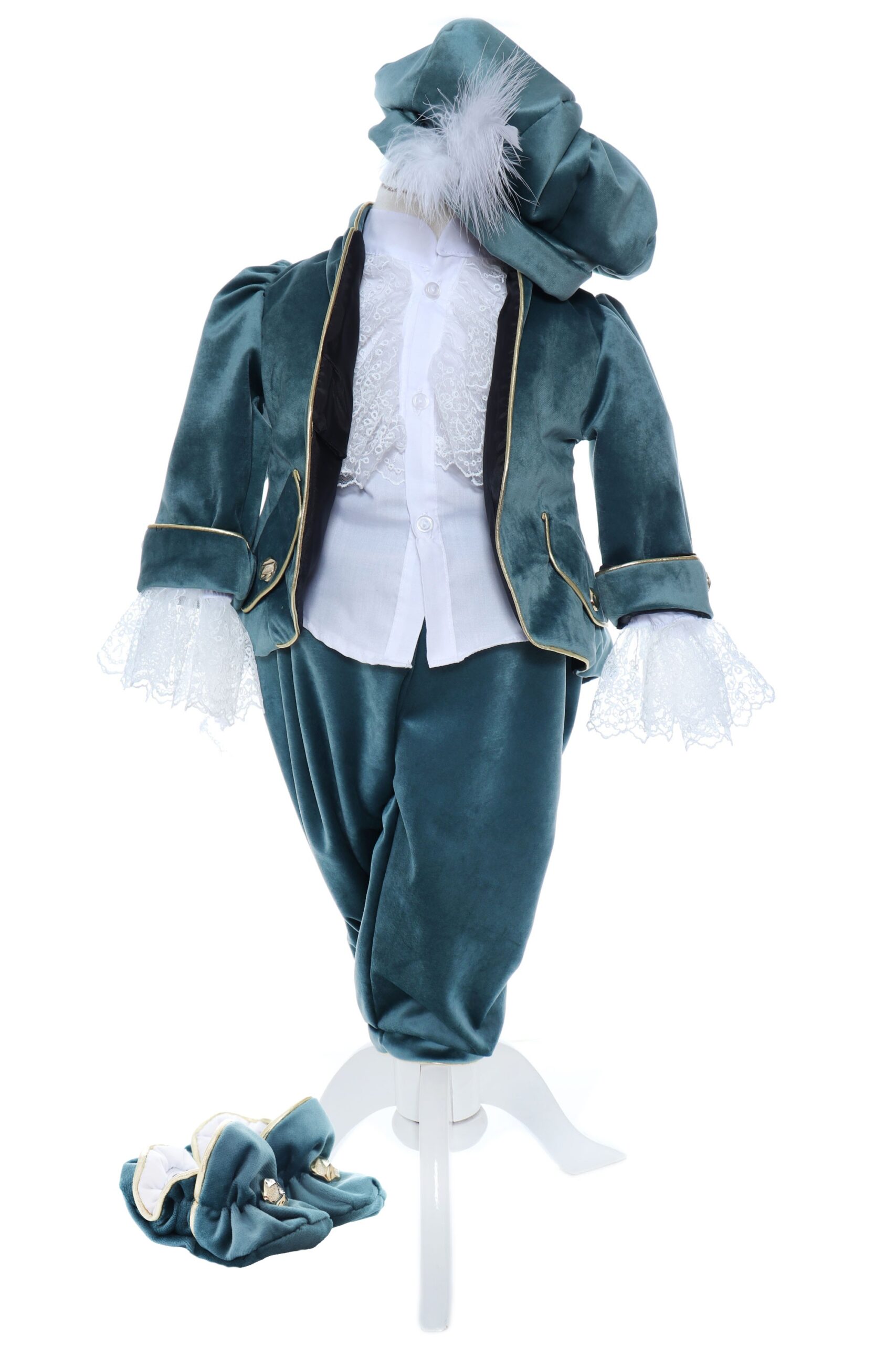 Trusou botez Verde Smarald, "Azi m-am crestinat", Costum de Print, lumanare, trusou, catifea, 13 piese, Recostore®, REC2295