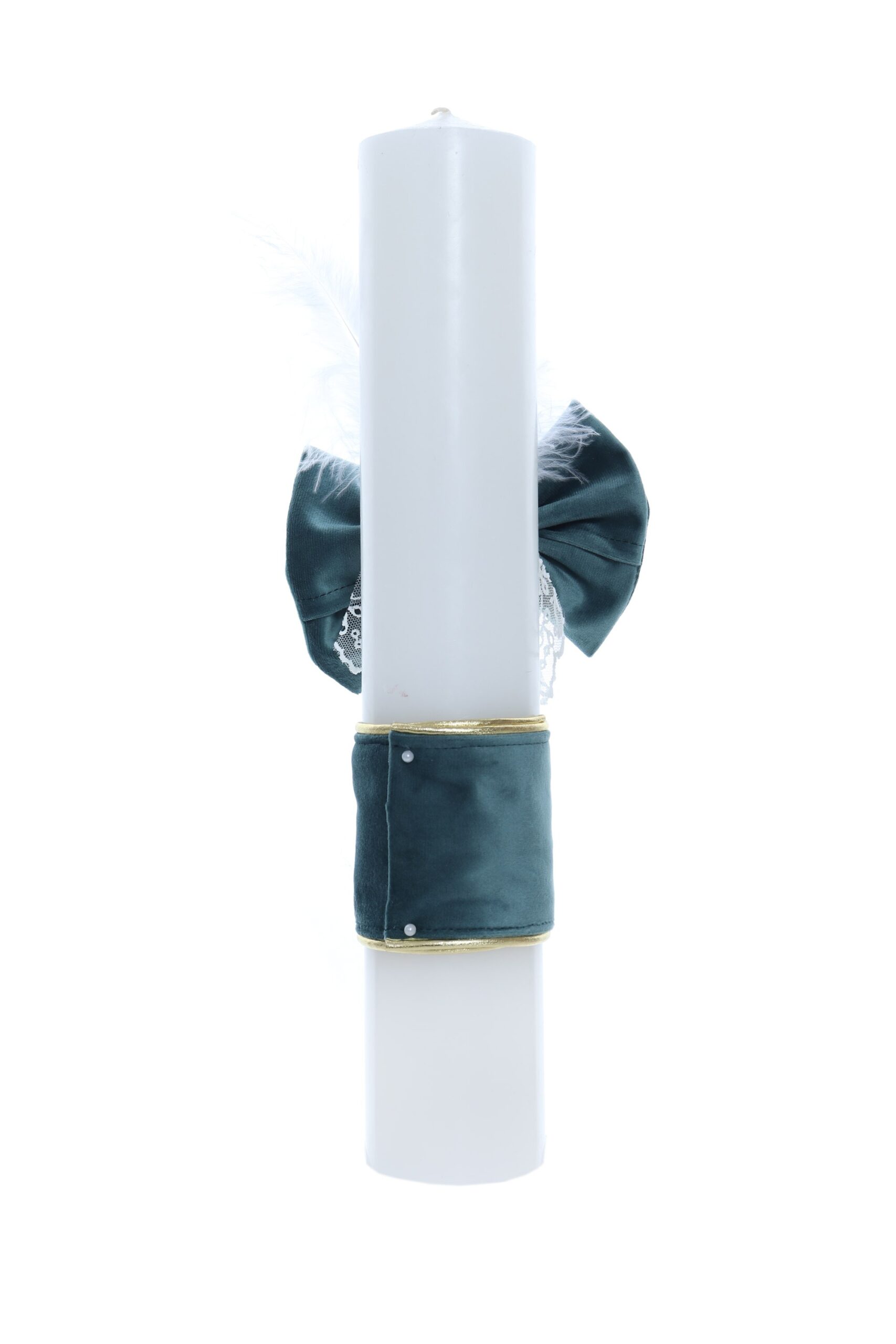 Trusou botez Verde Smarald, "Azi m-am crestinat", Costum de Print, lumanare, trusou, catifea, 13 piese, Recostore®, REC2295