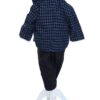 Trusou bleumarin cu ursulet pentru botez de baieti, costum, lumanare cu jucarie de plus, trusou brodat si pantofiori, REC2297