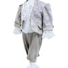 Trusou Micul Printisor pentru botez de baieti, costum crem, lumanare cu papion, trusou brodat "Azi m-am crestinat", REC2299