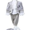 Trusou Micul Printisor pentru botez de baieti, costum crem, lumanare cu papion, trusou brodat "Azi m-am crestinat", REC2299