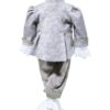 Trusou Micul Printisor pentru botez de baieti, costum crem, lumanare cu papion, trusou brodat "Azi m-am crestinat", REC2299