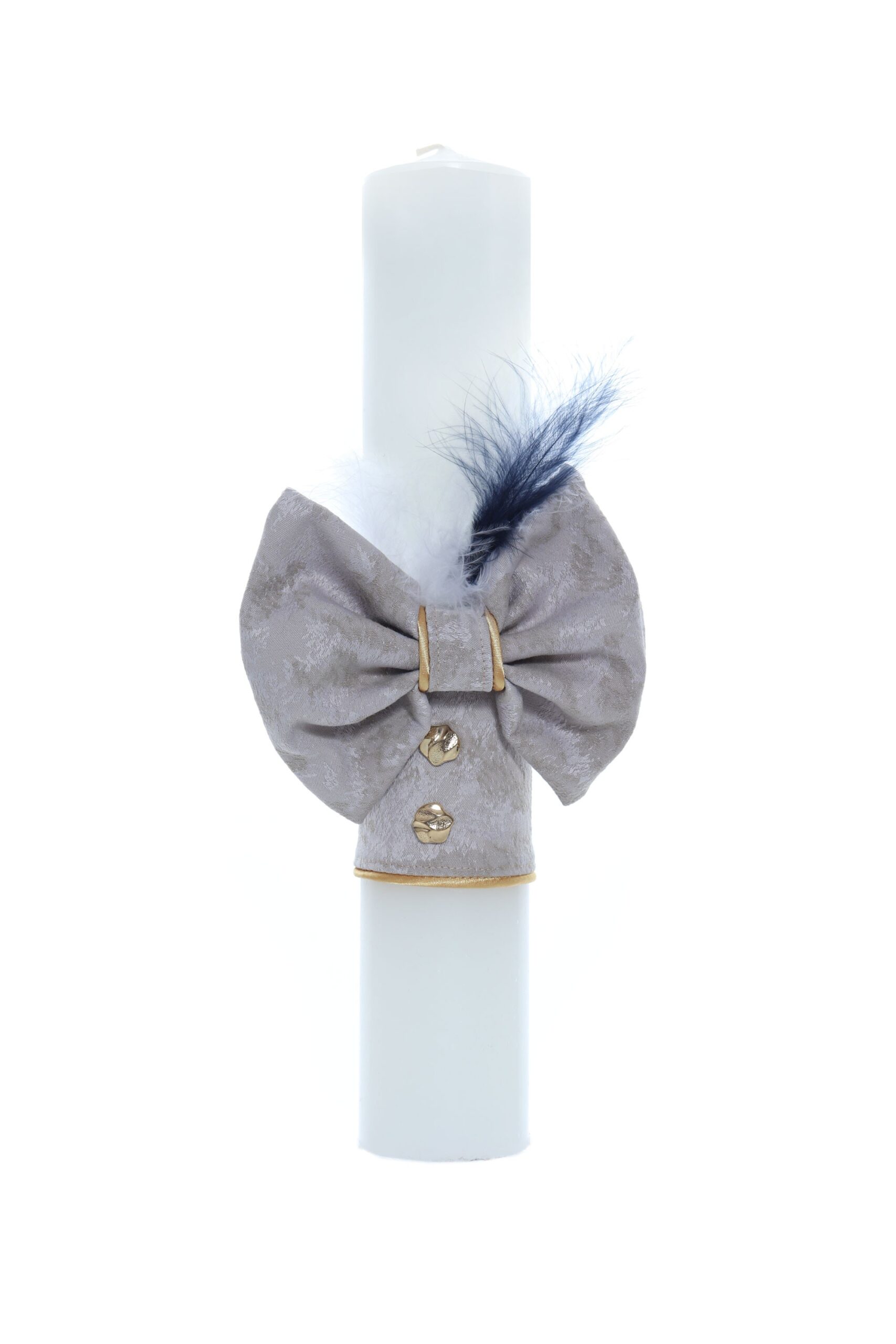 Trusou Micul Printisor pentru botez de baieti, costum crem, lumanare cu papion, trusou brodat "Azi m-am crestinat", REC2299