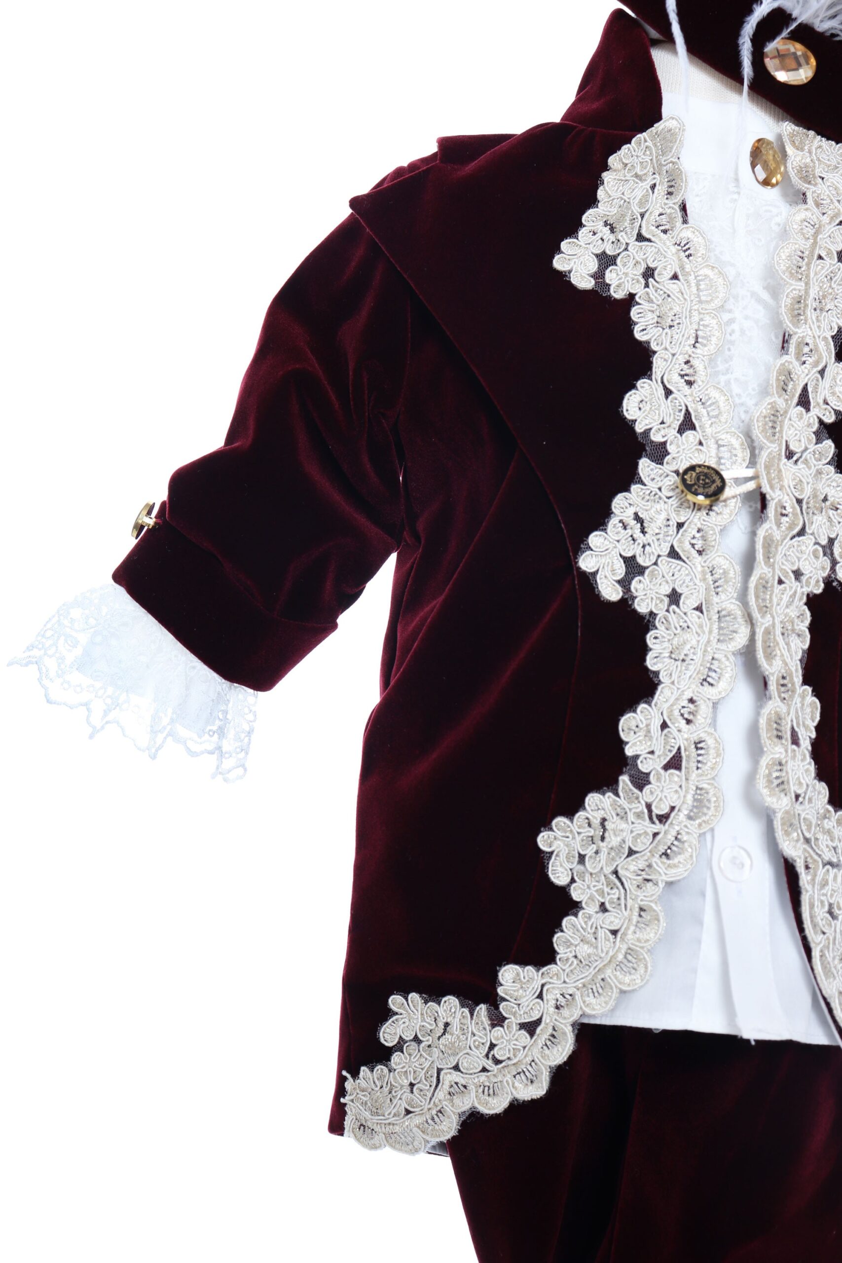 Trusou Micul Printisor pentru botez de baieti, costum visiniu, lumanare cu papion, trusou brodat cu coroana, REC2300