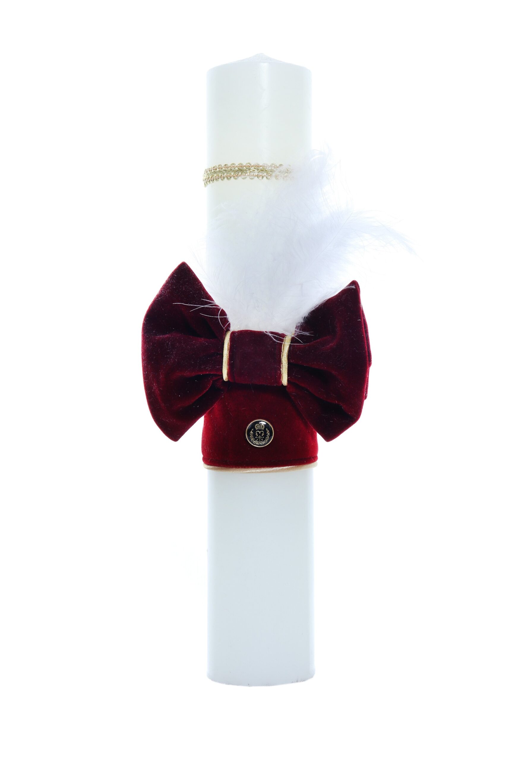 Trusou Micul Printisor pentru botez de baieti, costum visiniu, lumanare cu papion, trusou brodat cu coroana, REC2300