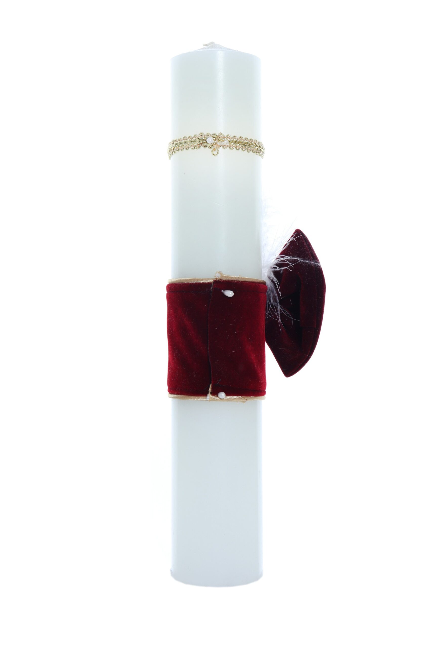Trusou Micul Printisor pentru botez de baieti, costum visiniu, lumanare cu papion, trusou brodat cu coroana, REC2300