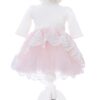 Trusou complet pentru botez de fete, rochita roz cu trena, lumanare cu coroana, trusou brodat cu Coroana si pantofiori, REC2303