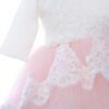 Trusou complet pentru botez de fete, rochita roz cu trena, lumanare cu coroana, trusou brodat cu Coroana si pantofiori, REC2303