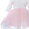 Trusou complet pentru botez de fete, rochita roz cu trena, lumanare cu coroana, trusou brodat cu Coroana si pantofiori, REC2303