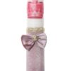 Trusou complet pentru botez de fete, rochita roz cu trena, lumanare cu coroana, trusou brodat cu Coroana si pantofiori, REC2303