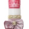 Trusou complet pentru botez de fete, rochita roz cu trena, lumanare cu coroana, trusou brodat cu Coroana si pantofiori, REC2303