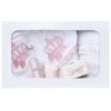Trusou complet pentru botez de fete, rochita roz cu trena, lumanare cu coroana, trusou brodat cu Coroana si pantofiori, REC2303