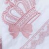 Trusou complet pentru botez de fete, rochita roz cu trena, lumanare cu coroana, trusou brodat cu Coroana si pantofiori, REC2303