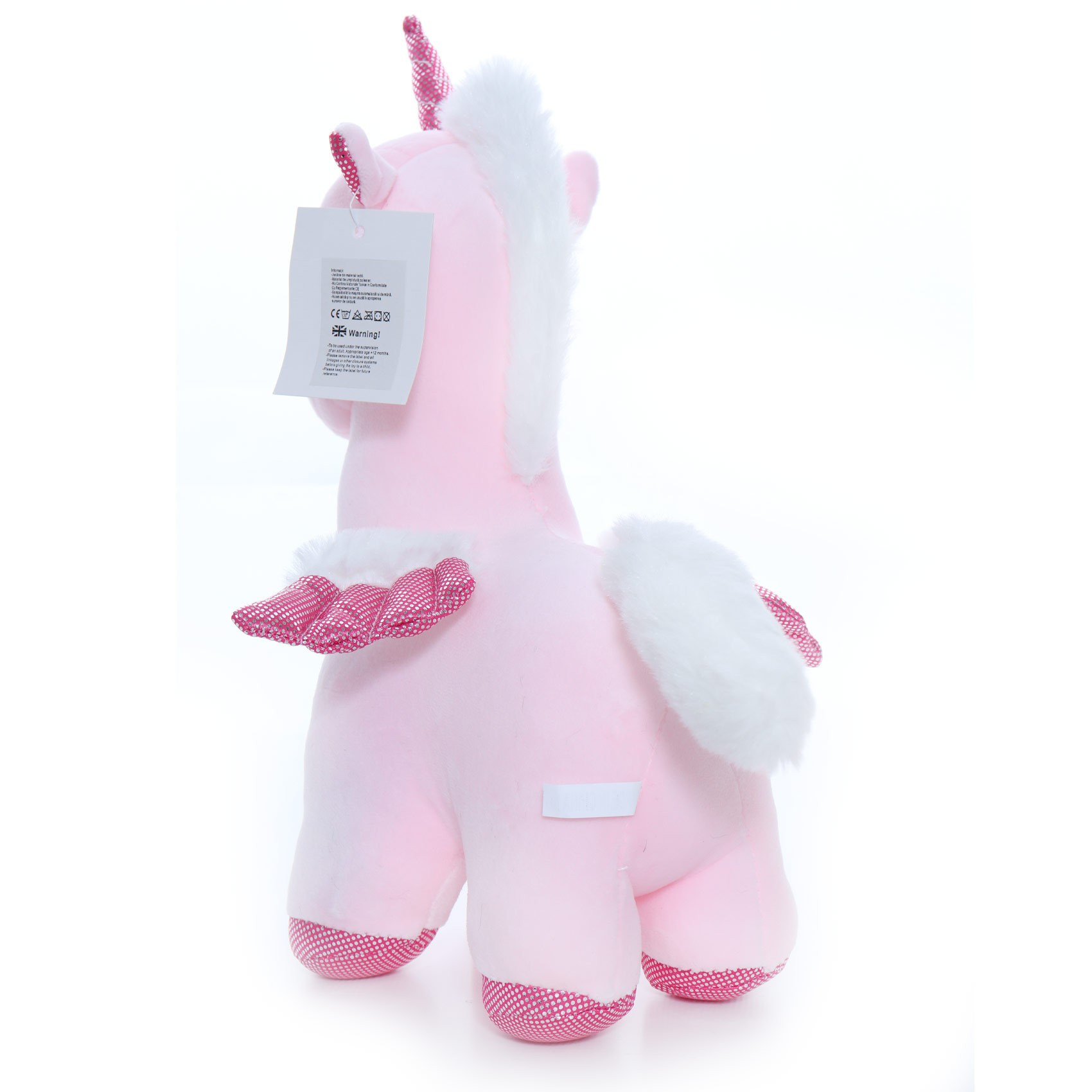 Jucarie de plus, unicorn roz cu sunet, 30x17x17 cm, Recostore®, REC2308
