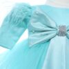 Rochita verde menta cu fundita pentru botez de fetite, 2 piese, Recostore®, REC2379