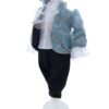 Costum elegant Micul print din Brocart de culoare bleu deschis, 5 piese, sacou, pantaloni, camasa, bascuta si botosei, Recostore®, REC2424 - imagine 3